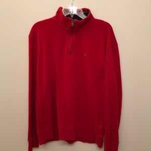 Red Timmy Hilfiger Quarter Zip Sweater - L